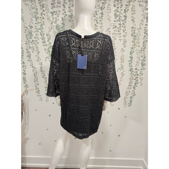 Pomander Place Black Crochet Knit Kai Dress Sz L - Picture 9 of 12